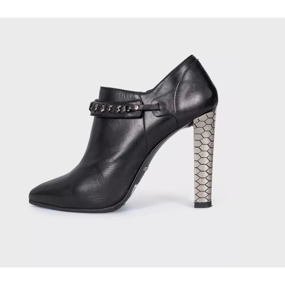 Roberto Cavalli Black Leather Ankle Boots sz.40
